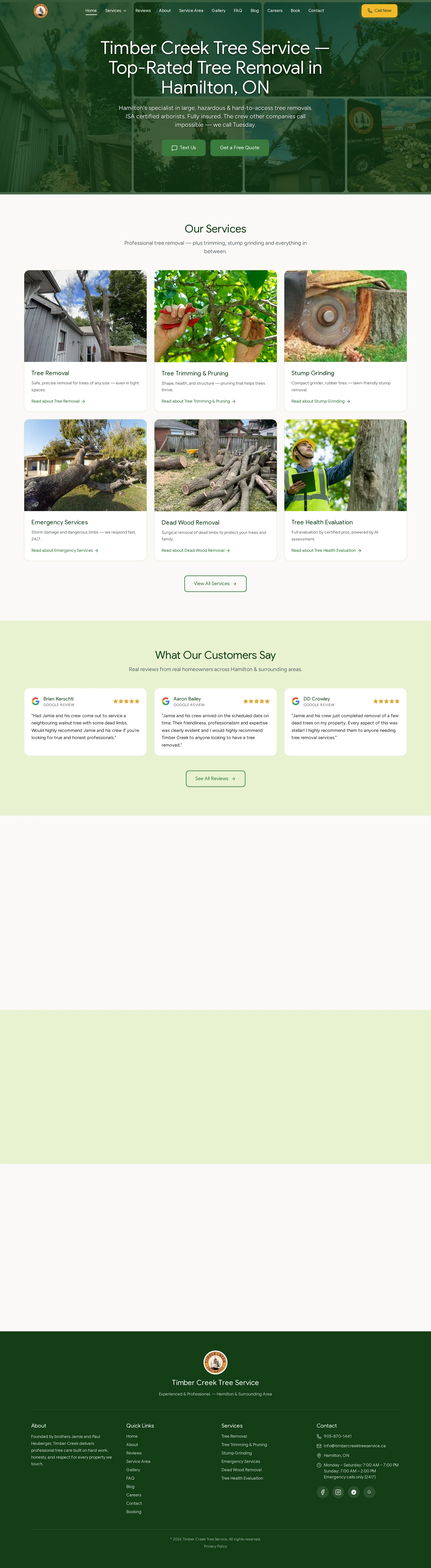 Timber Creek Tree Service website screenshot